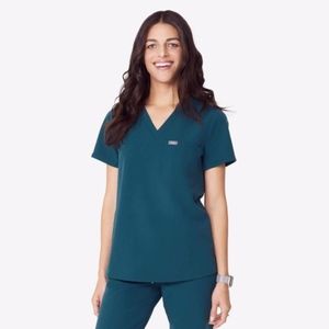 Figs Catarina One-Pocket Scrub Top Caribbean Blue